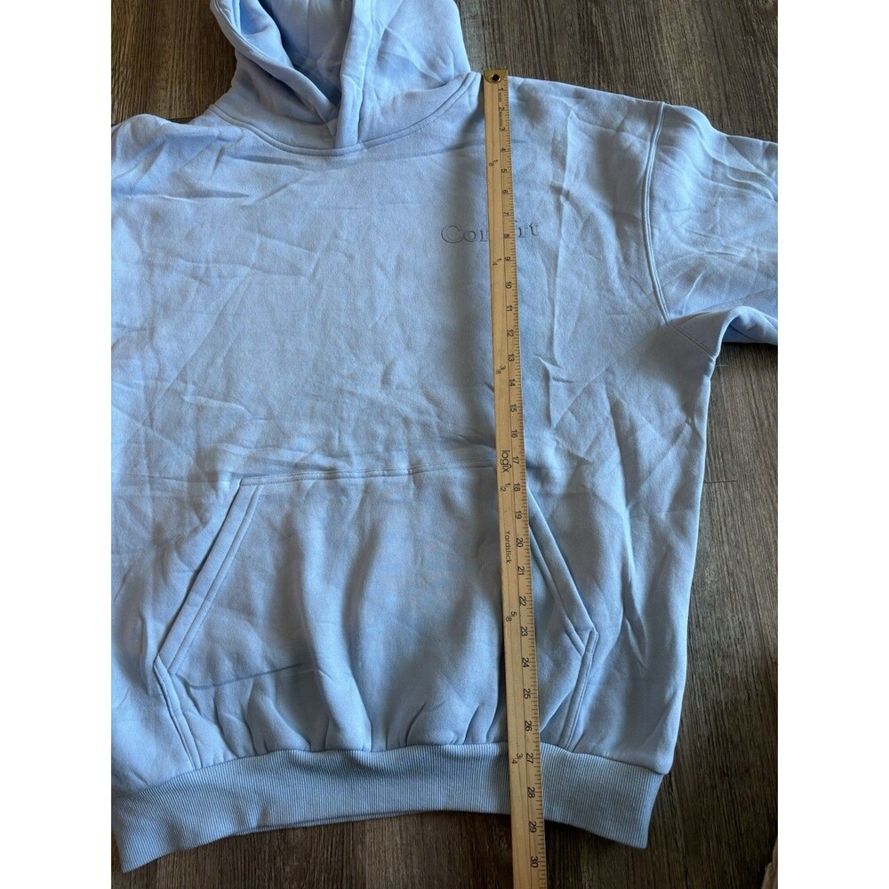 Comfrt Light Blue Fleece Oversized Classic Pullover Pocket Hoodie Large NWOT - Picture 4 of 7